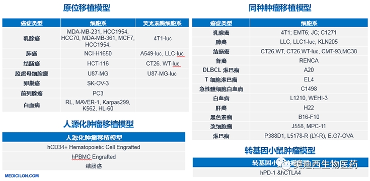 尊龙凯时 - 人生就是搏!原位移植模型、同种肿瘤移植模型、人源化肿瘤移植模型和转基因小鼠肿瘤模型清单